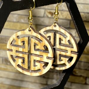 Boucles d'oreilles de style asiatique traditionnel -Shou :représentant le symbole de longévité